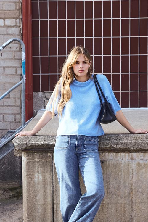 Short-sleeved jumper - light blue
