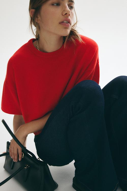 Short-sleeved jumper - bright red