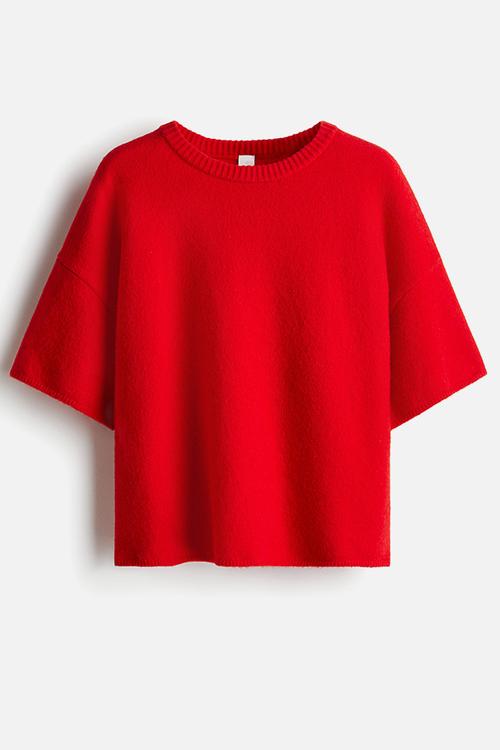 Short-sleeved jumper - bright red