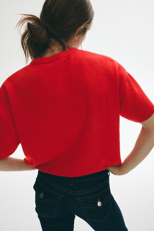 Short-sleeved jumper - bright red