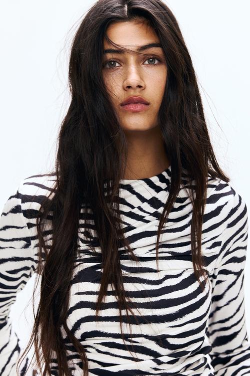 Draped top - white/zebra print