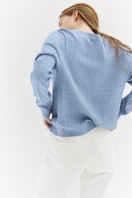 Cable-knit jumper - blue