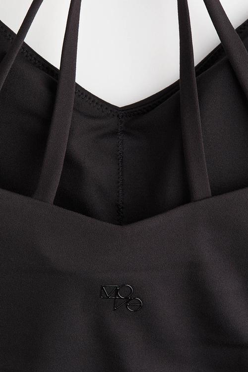 Integral-bra sports strappy top with softmove - black