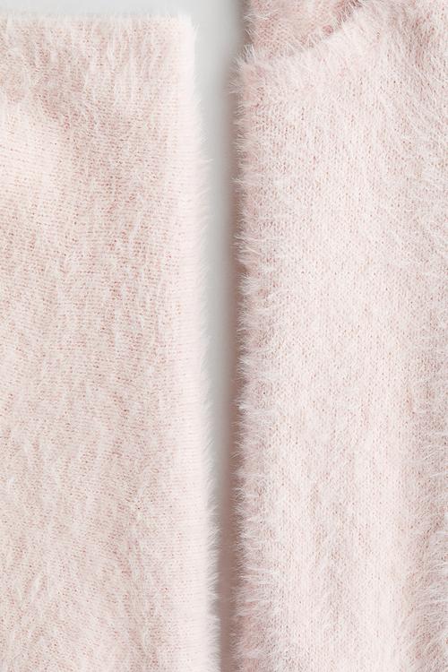 2-Piece fluffy-knit set - powder pink