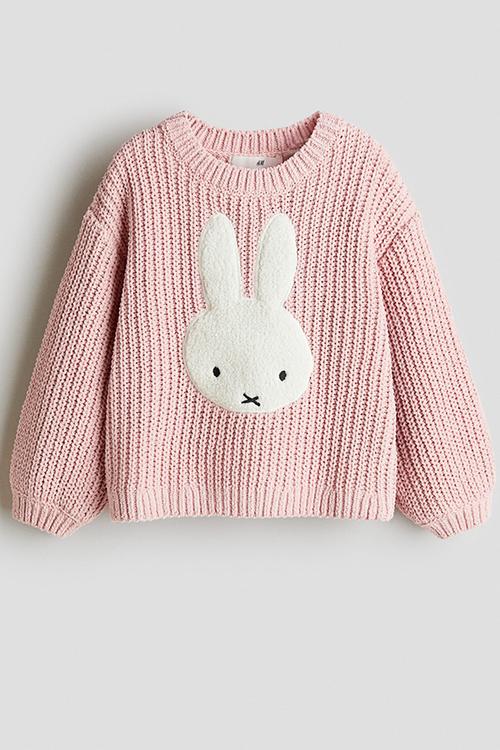 Appliqued chenille-knit jumper - light pink/miffy