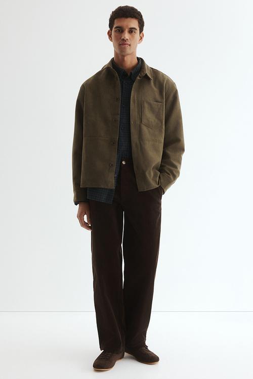 Regular fit overshirt - dark khaki green