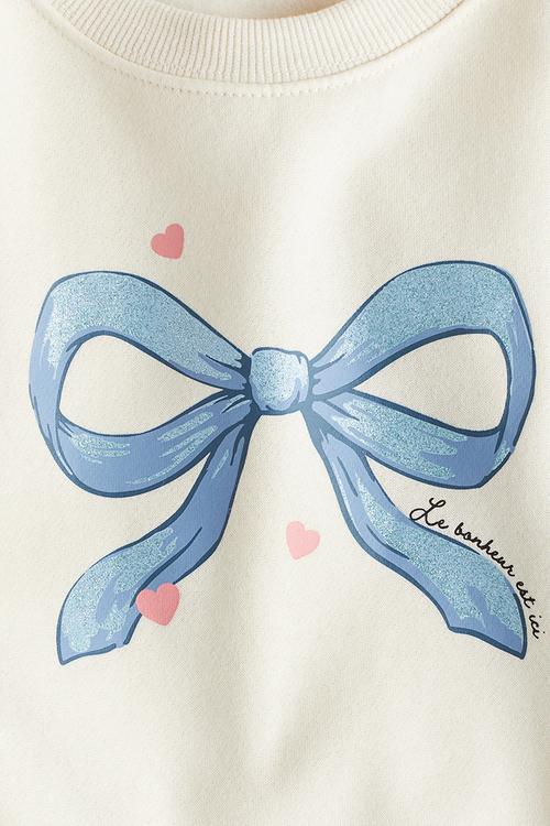 Printed brushed-inside sweatshirt - cream/bow