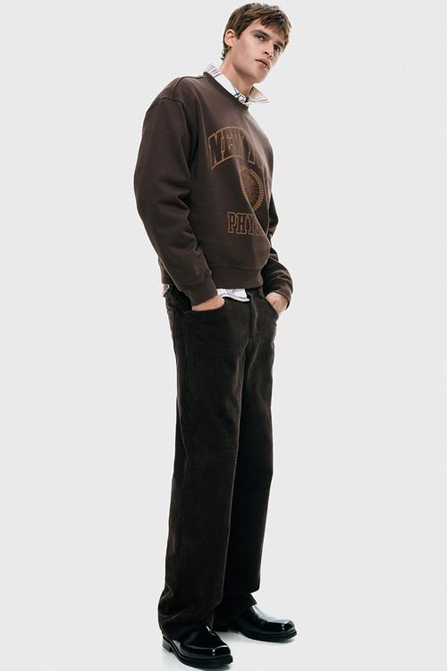 Loose fit sweatshirt - dark brown/new york
