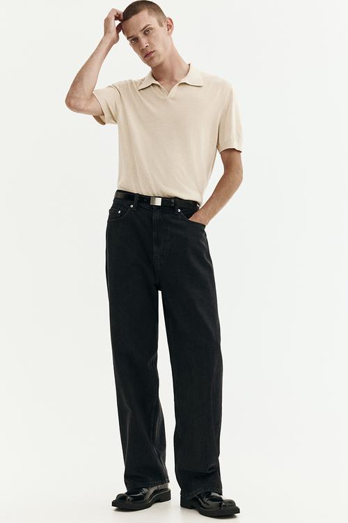Regular fit v-neck polo shirt - beige