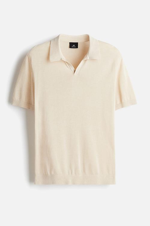 Regular fit v-neck polo shirt - beige