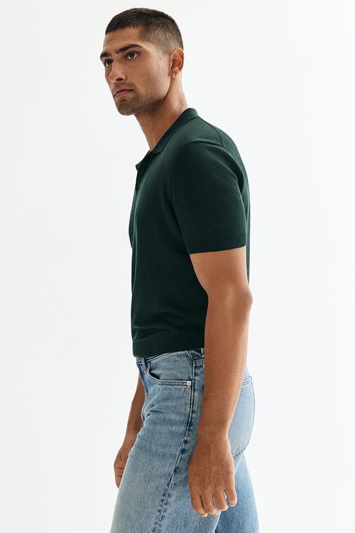 Regular fit v-neck polo shirt - green