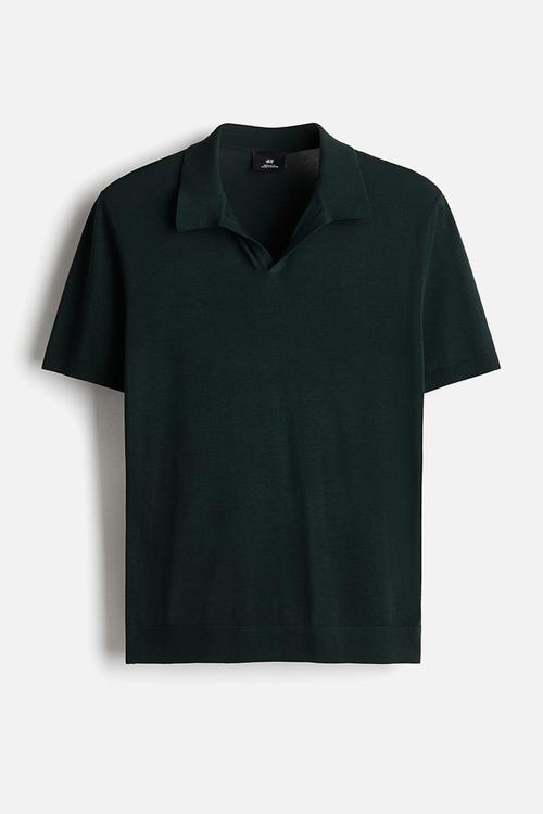 Regular fit v-neck polo shirt - green