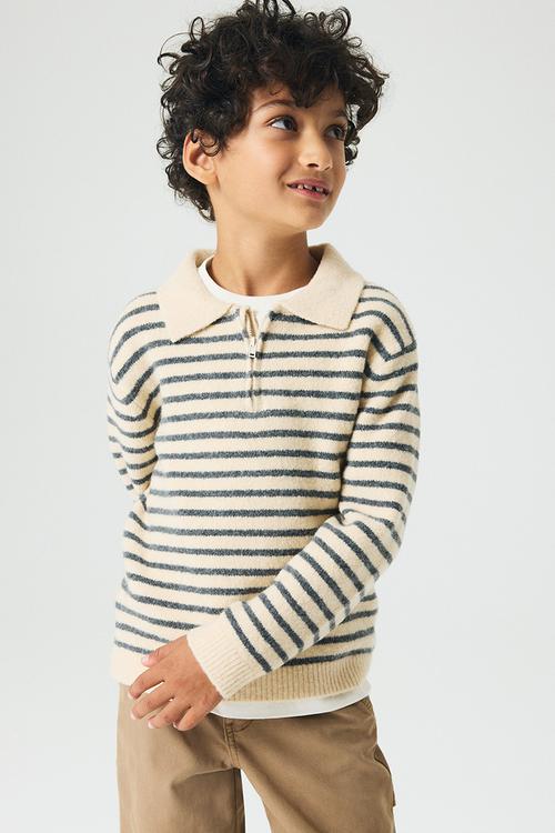 Cotton-knit polo shirt - beige - 1272055003