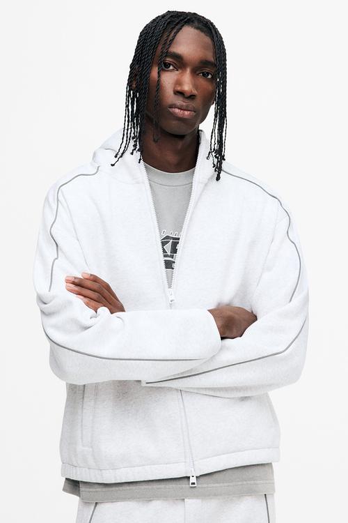 Loose fit zip-through hoodie - light grey marl
