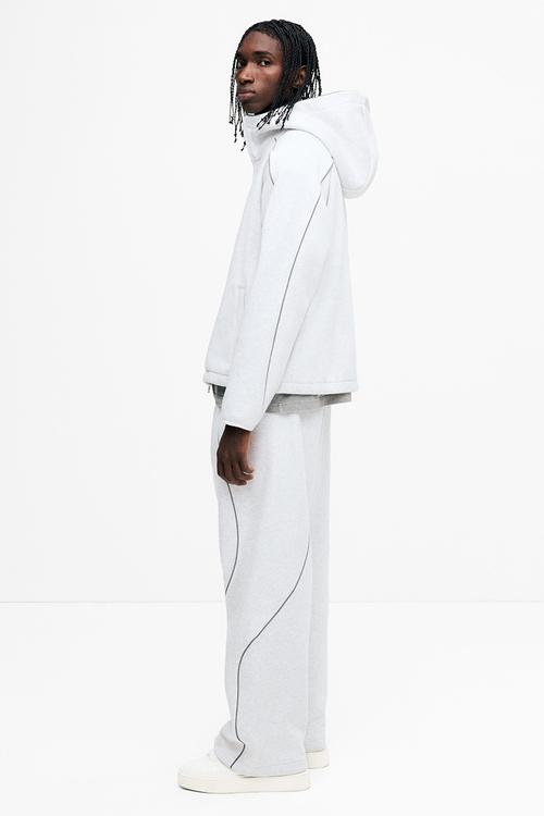 Loose fit zip-through hoodie - light grey marl
