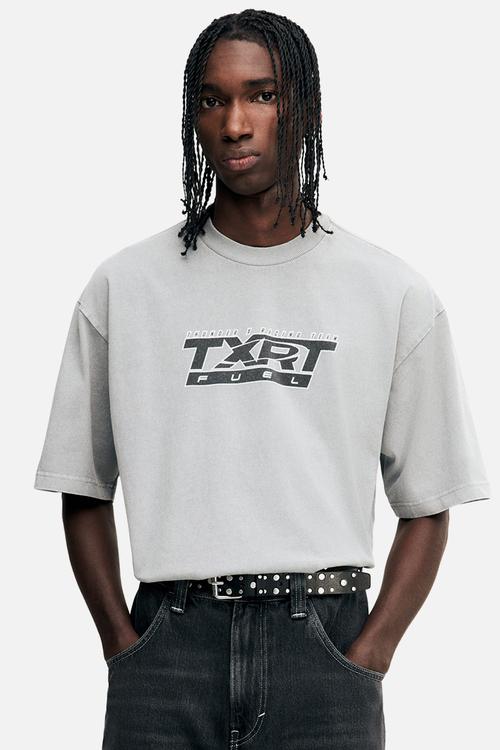 Loose fit washed T-shirt - grey/txrt