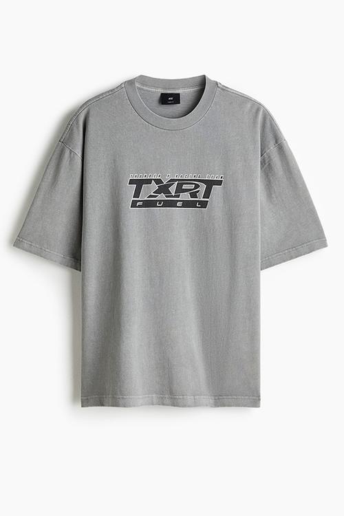 Loose fit washed T-shirt - grey/txrt