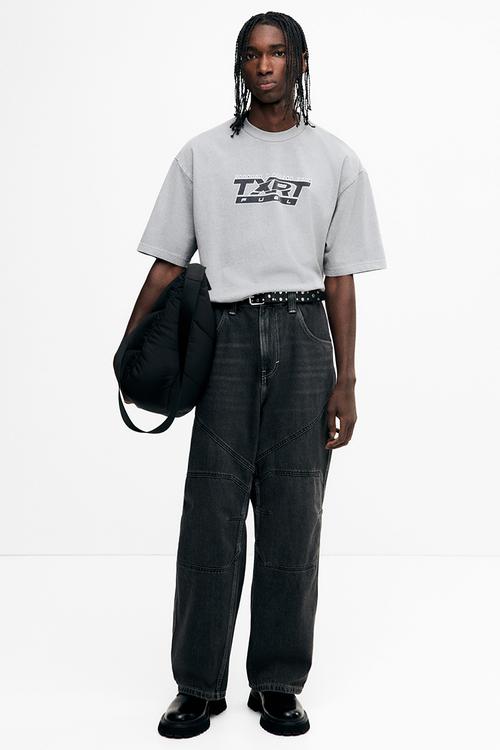 Loose fit washed T-shirt - grey/txrt