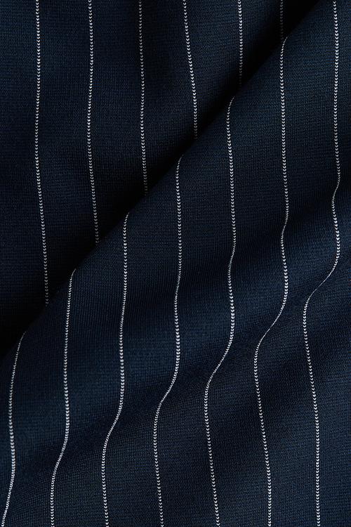 One-shoulder ponte di roma top - navy blue/pinstriped