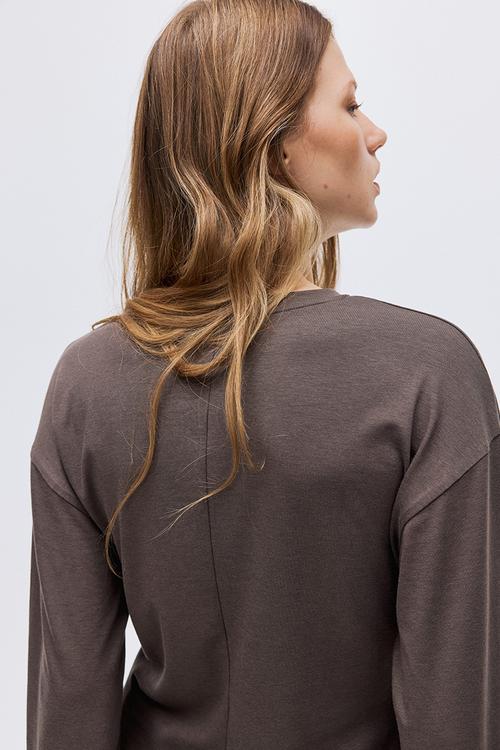 Long-sleeved top - dark dusty brown