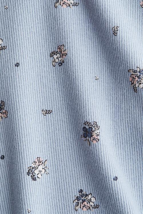Ribbed jersey top - light blue/floral