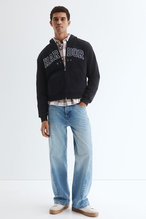 Loose fit zip-through hoodie - navy blue/harbor city