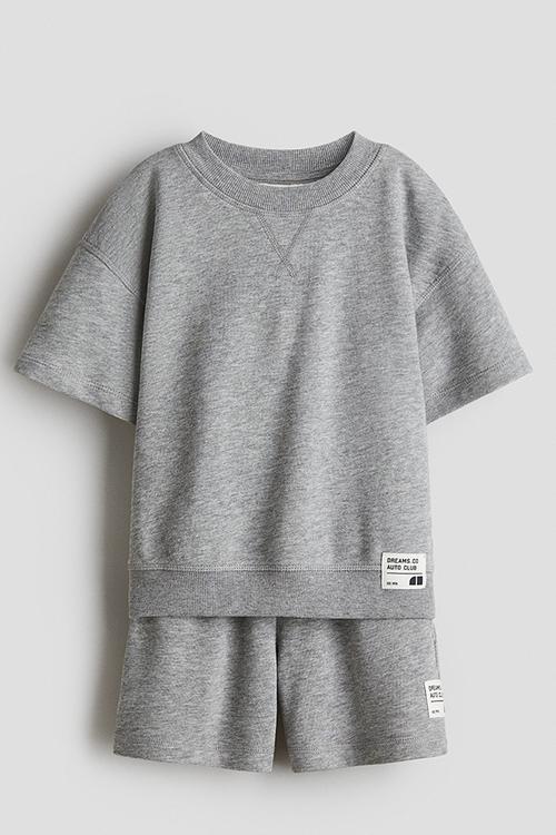 2-piece sweatshirt set - grey marl