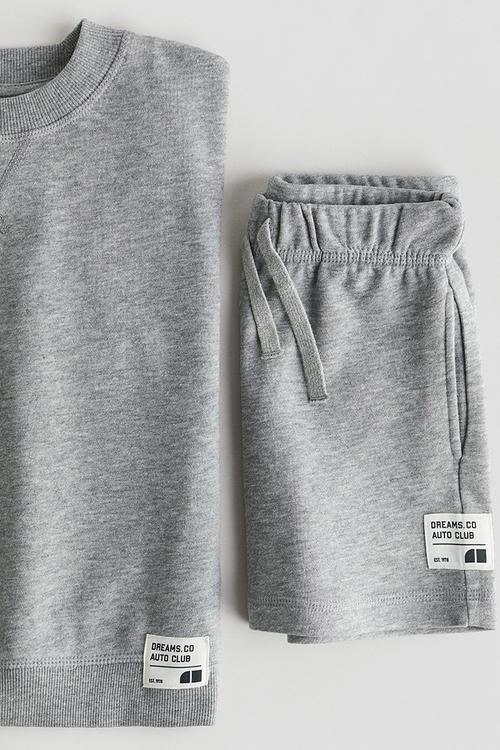 2-piece sweatshirt set - grey marl