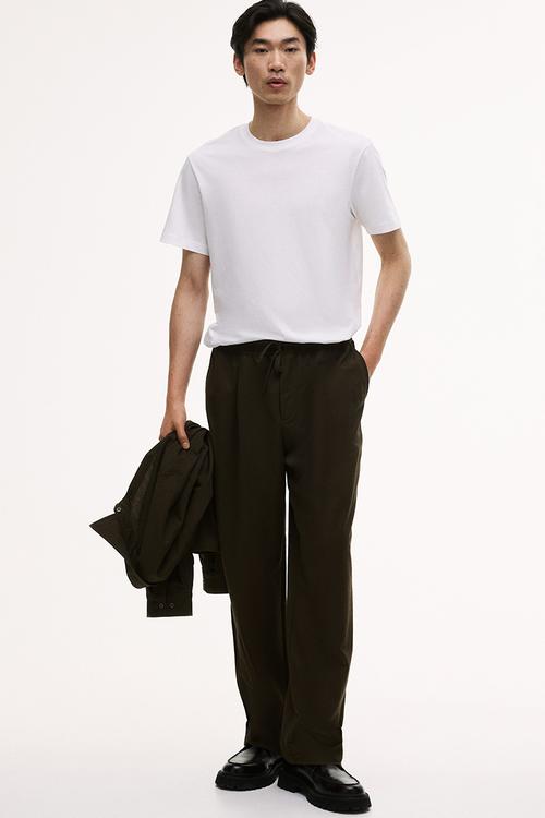 Relaxed fit trousers - dark khaki green