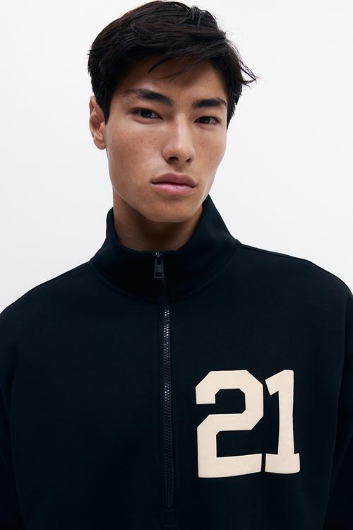 Loose fit zip-top sweatshirt - black/21