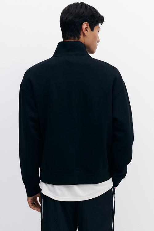 Loose fit zip-top sweatshirt - black/21