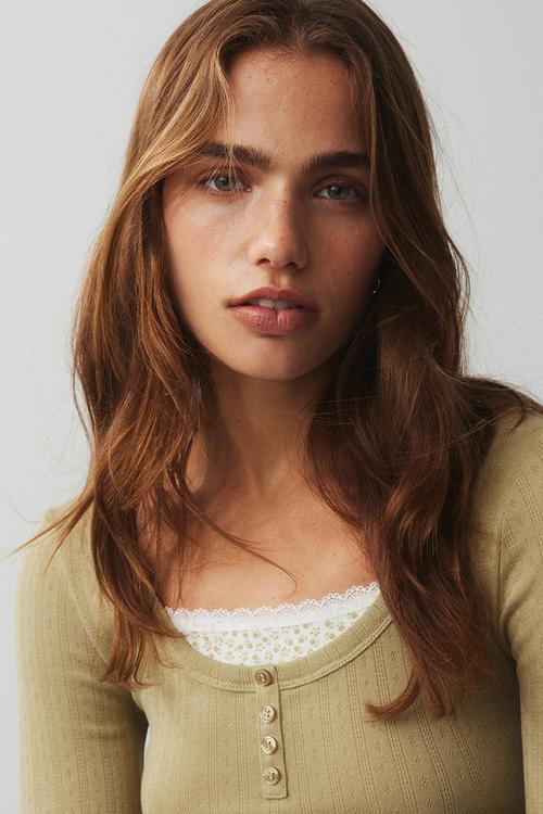 Layered-look top - light beige