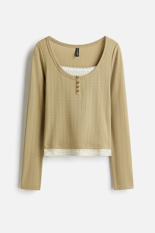 Layered-look top - light beige
