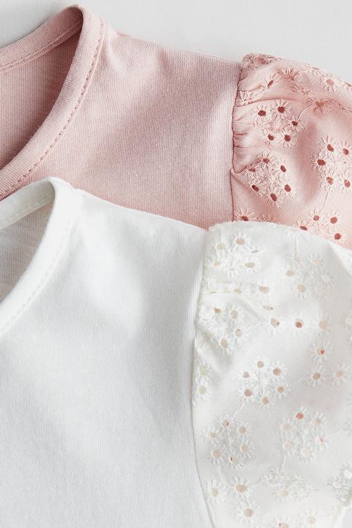 2-pack flutter-sleeved tops - light pink/white