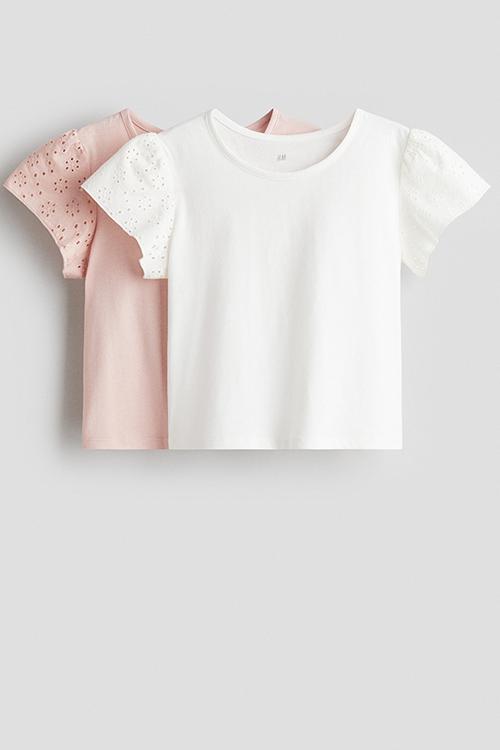 2-pack flutter-sleeved tops - light pink/white