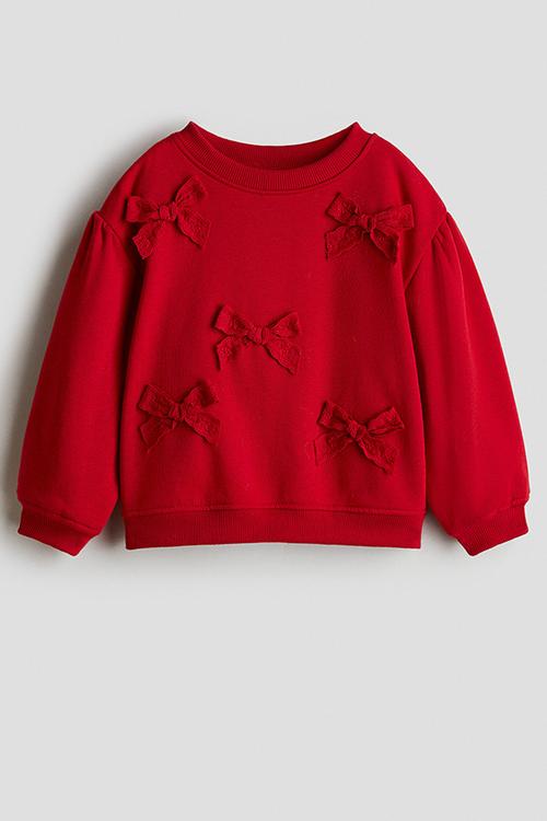 Appliqu?d brushed-inside sweatshirt - red