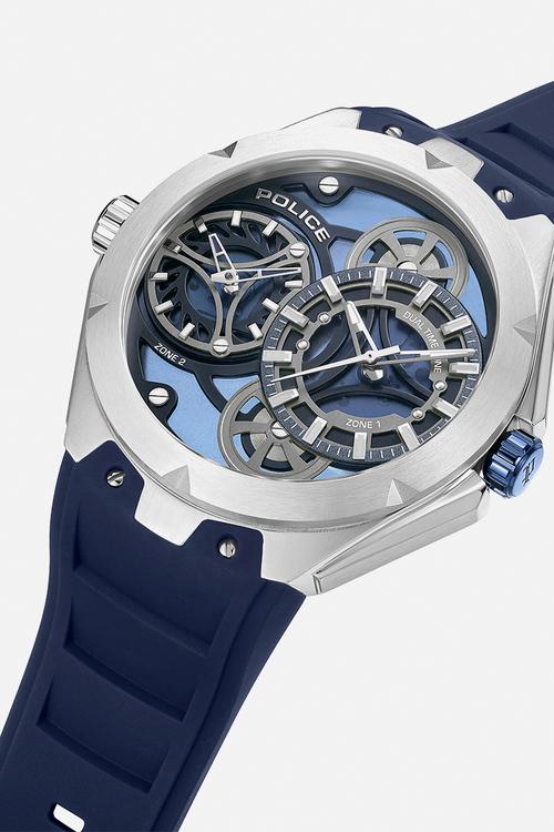 Steel Case Blue Dial Blue Silicone Strap - Blue/Silver