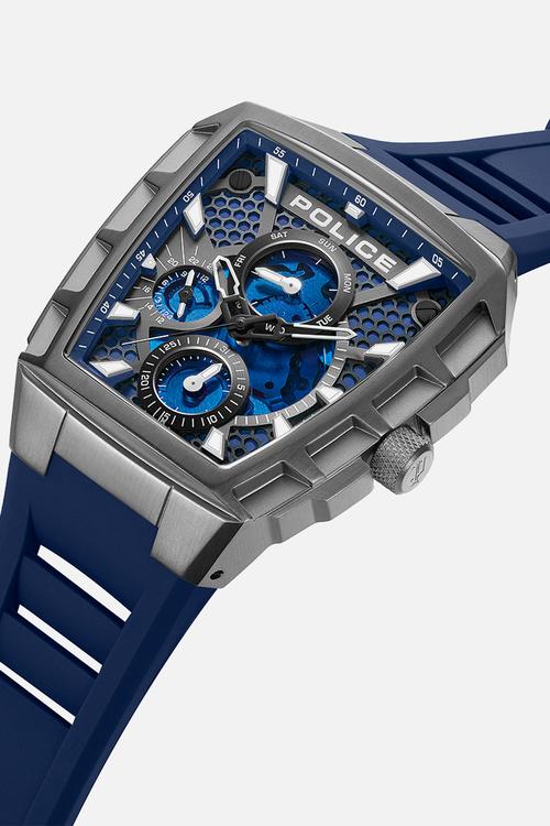 IP Gun Case Blue Dial Blue Silicone Strap - Blue/Grey