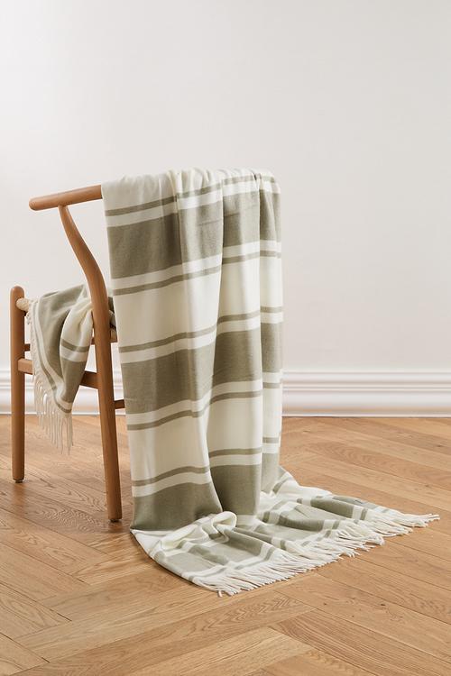 Melody Stripe Throw - Olive/Natural