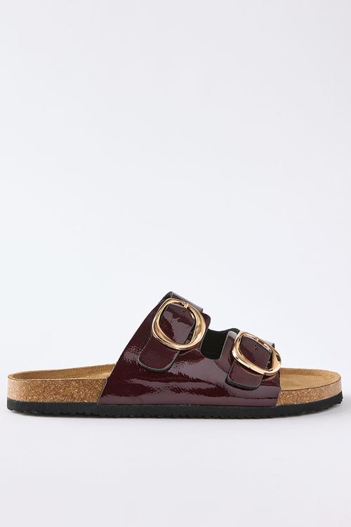 Rexrex double buckle slide -  burgundy