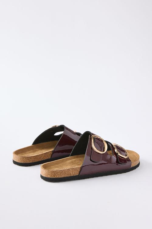 Rexrex double buckle slide -  burgundy