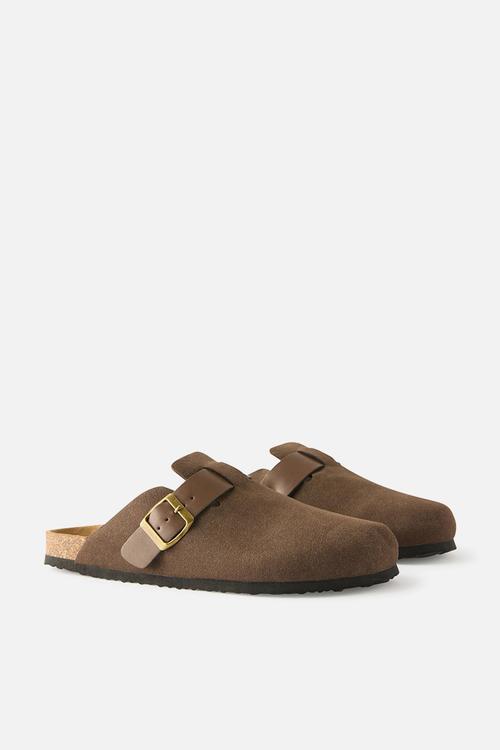 Rex Buckle Mule - choc multi