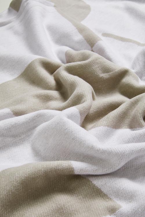 Amanda Cotton Bed Throw - Cobblestone/White