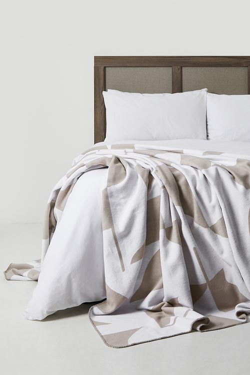 Amanda Cotton Bed Throw - Cobblestone/White