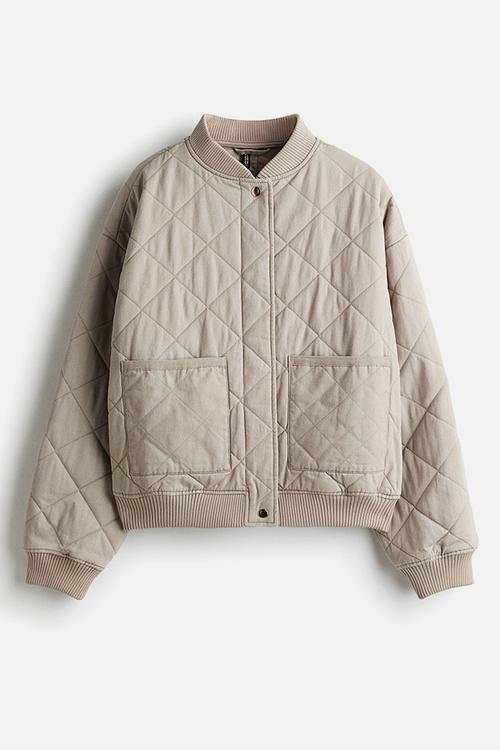 Quilted bomber jacket - beige