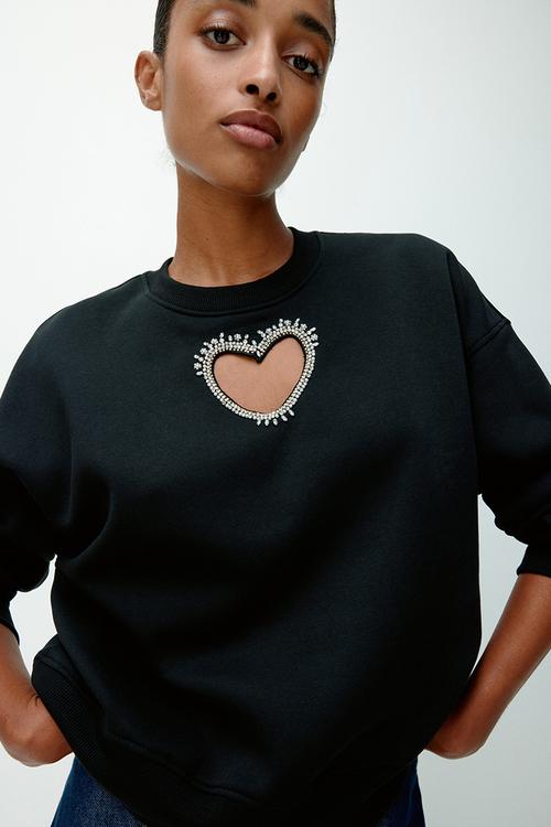 Embellished sweatshirt - black/heart