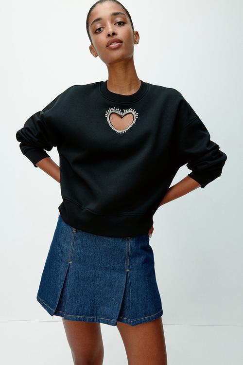 Embellished sweatshirt - black/heart