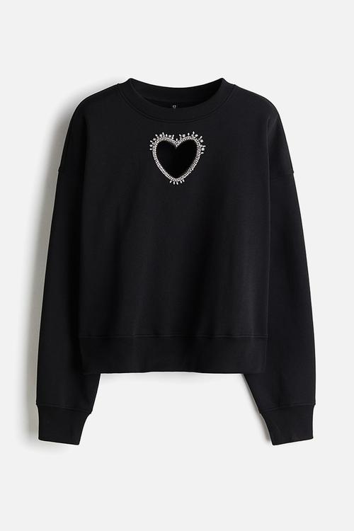 Embellished sweatshirt - black/heart
