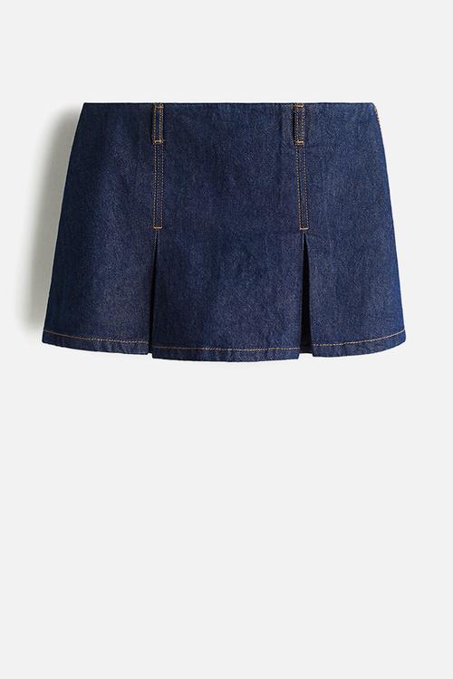 Pleated mini skort - dark denim blue