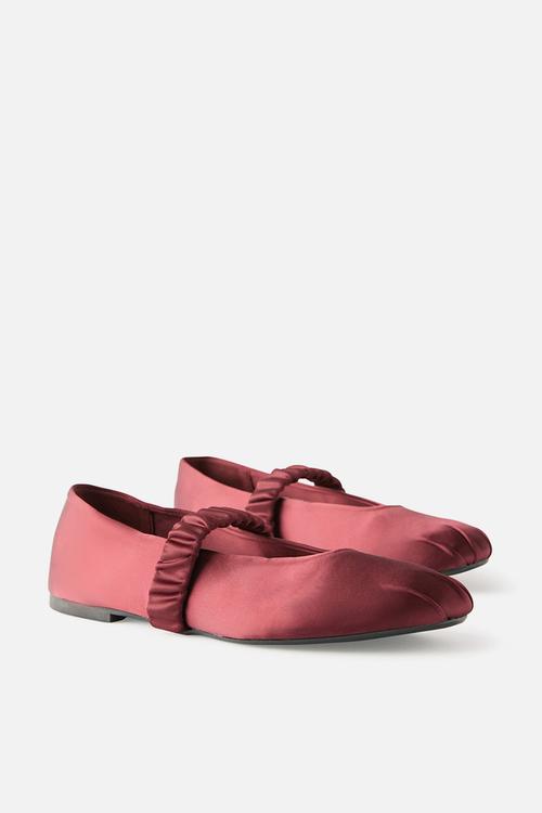Brooklyn Mary Jane Ballet - burgundy satin.